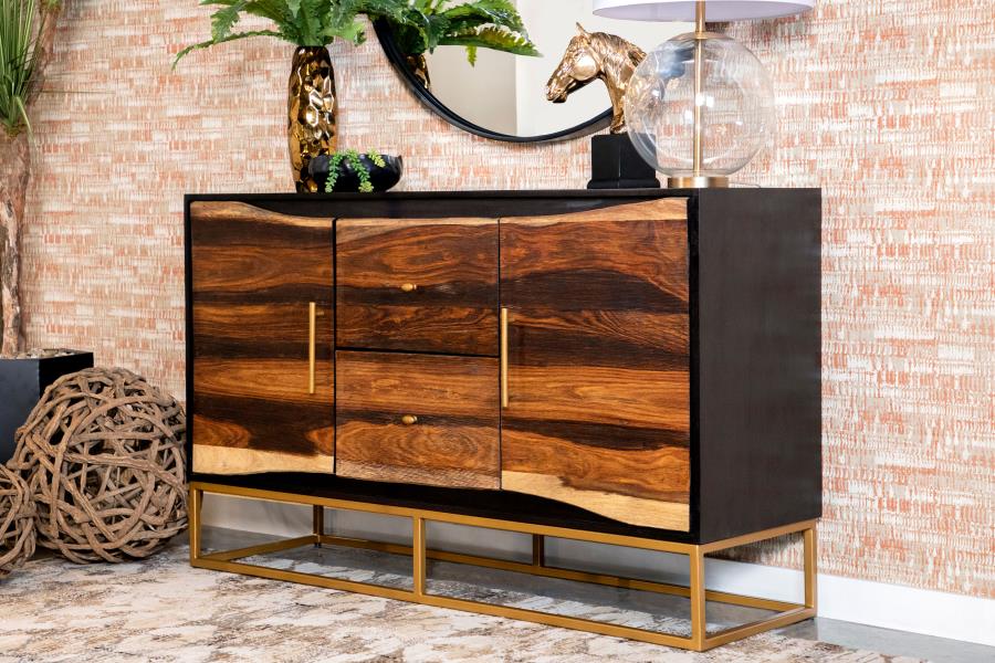 Home & Sleep Outlet - Zara 2-door 57-inch Wood Accent Storage Cabinet Black Walnut