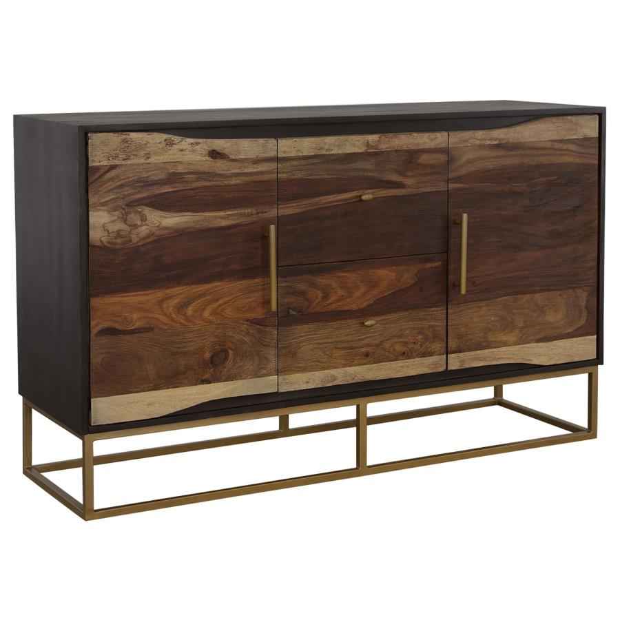 Zara 2-door 57-inch Wood Accent Storage Cabinet Black Walnut