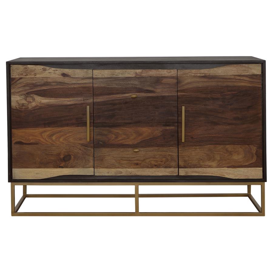 Home & Sleep Outlet - Zara 2-door 57-inch Wood Accent Storage Cabinet Black Walnut