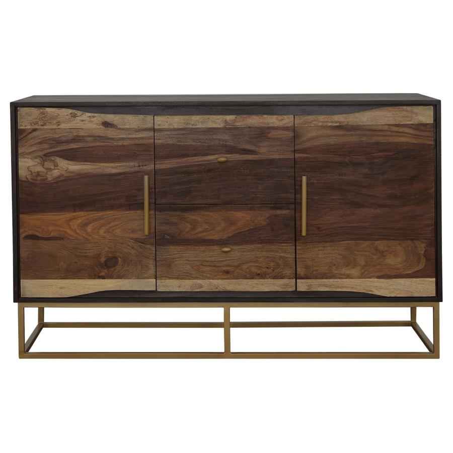 Zara 2-door 57-inch Wood Accent Storage Cabinet Black Walnut