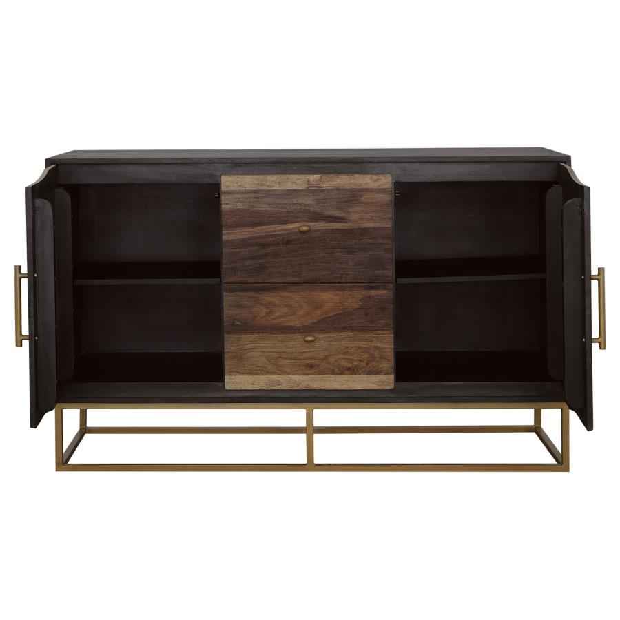 Zara 2-door 57-inch Wood Accent Storage Cabinet Black Walnut