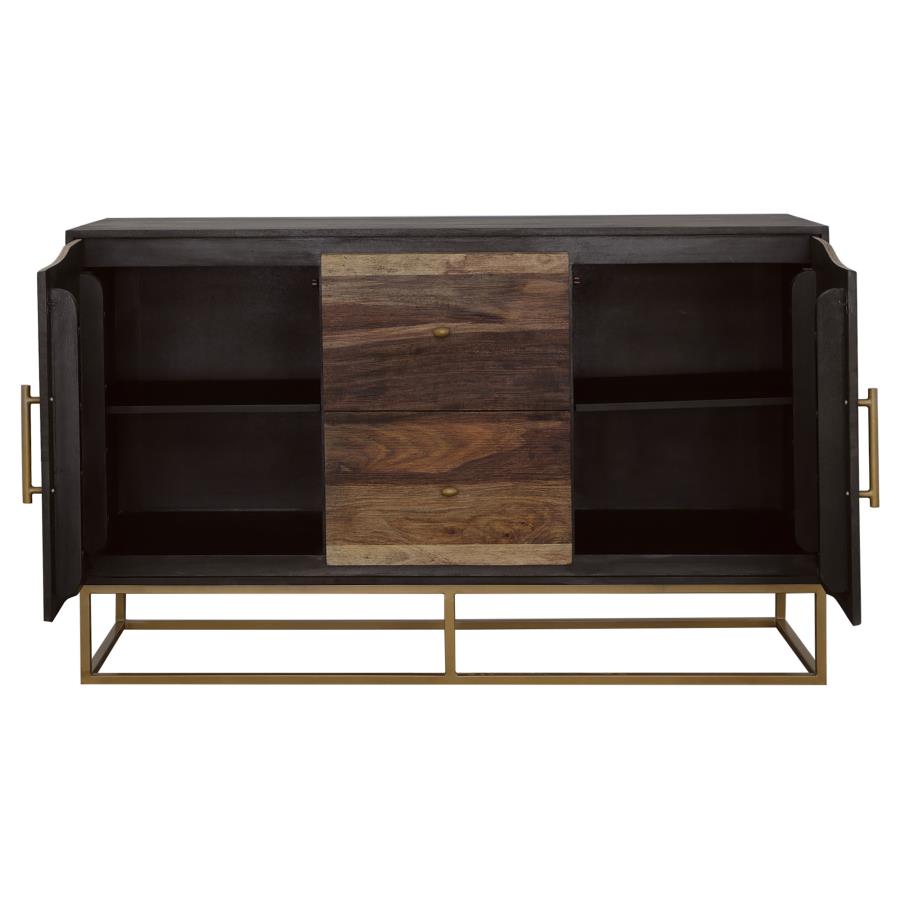 Home & Sleep Outlet - Zara 2-door 57-inch Wood Accent Storage Cabinet Black Walnut