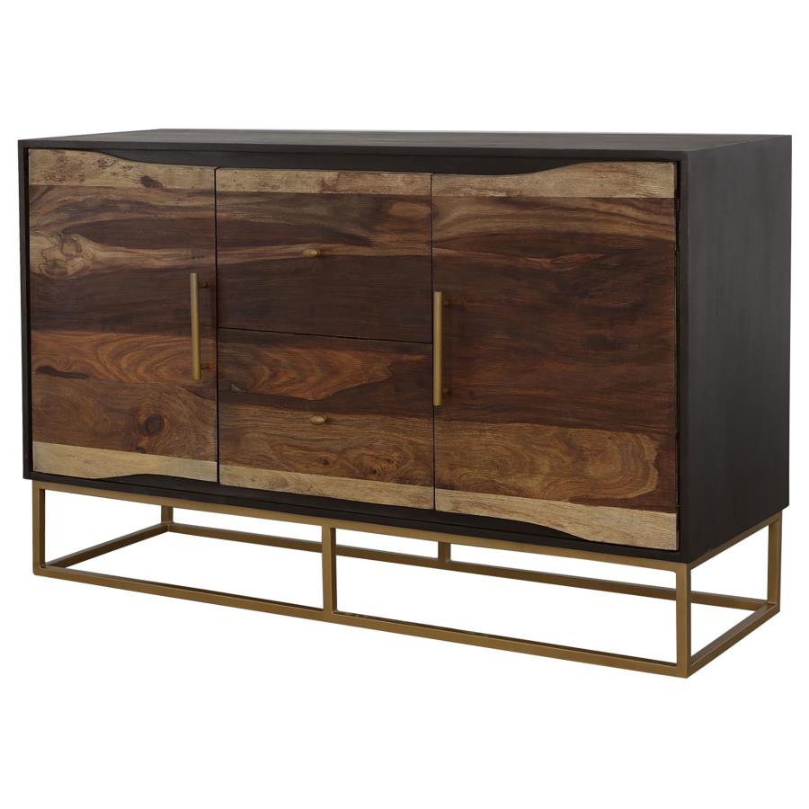 Home & Sleep Outlet - Zara 2-door 57-inch Wood Accent Storage Cabinet Black Walnut