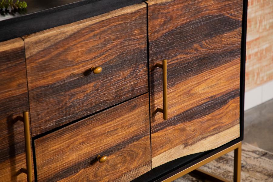 Home & Sleep Outlet - Zara 2-door 57-inch Wood Accent Storage Cabinet Black Walnut