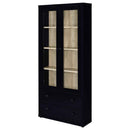 Hawthorne 4-shelf Glass Door Cabinet with Drawers Black