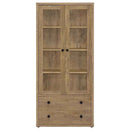 Hawthorne 4-shelf Glass Door Tall Cabinet with Drawers Mango