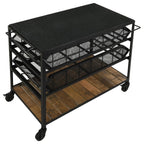 Home & Sleep Outlet - Evander Marble Top Kitchen Cart with Removable Shelves Black
