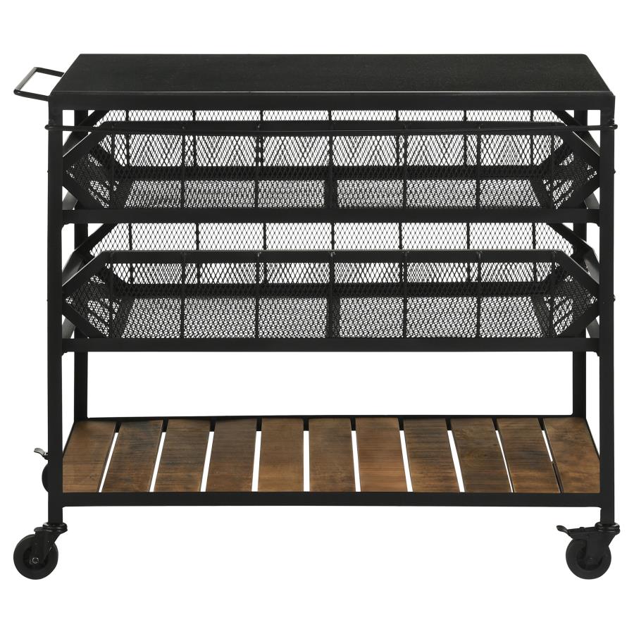 Home & Sleep Outlet - Evander Marble Top Kitchen Cart with Removable Shelves Black