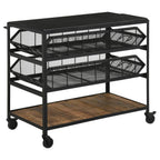 Home & Sleep Outlet - Evander Marble Top Kitchen Cart with Removable Shelves Black