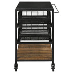 Home & Sleep Outlet - Evander Marble Top Kitchen Cart with Removable Shelves Black