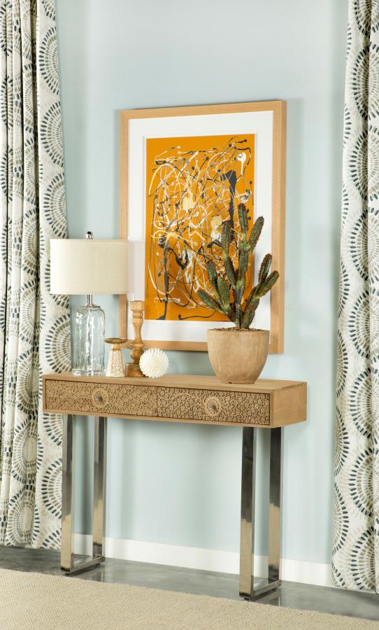Home & Sleep Outlet - Draco 2-drawer Console Table Hand Carved Details Natural