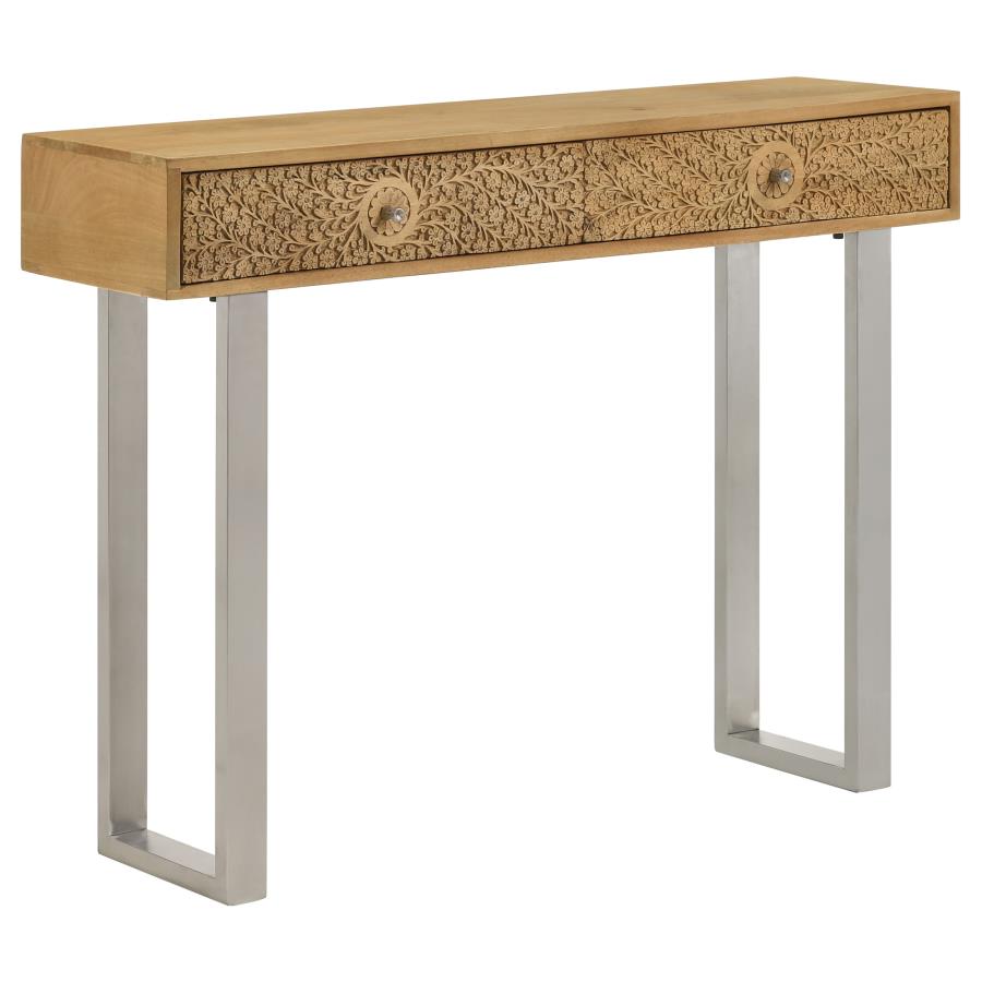 Home & Sleep Outlet - Draco 2-drawer Console Table Hand Carved Details Natural