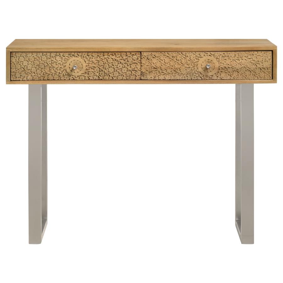Home & Sleep Outlet - Draco 2-drawer Console Table Hand Carved Details Natural