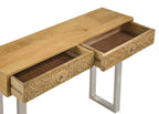 Home & Sleep Outlet - Draco 2-drawer Console Table Hand Carved Details Natural