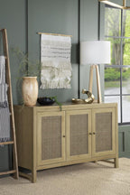 Home & Sleep Outlet - Zamora 3-door Wood Accent Cabinet with Woven Cane Natural