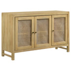 Home & Sleep Outlet - Zamora 3-door Wood Accent Cabinet with Woven Cane Natural