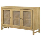Home & Sleep Outlet - Zamora 3-door Wood Accent Cabinet with Woven Cane Natural