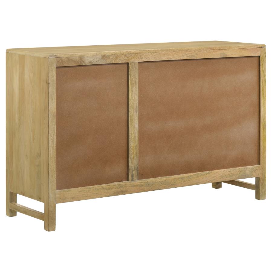 Home & Sleep Outlet - Zamora 3-door Wood Accent Cabinet with Woven Cane Natural