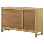 Home & Sleep Outlet - Zamora 3-door Wood Accent Cabinet with Woven Cane Natural