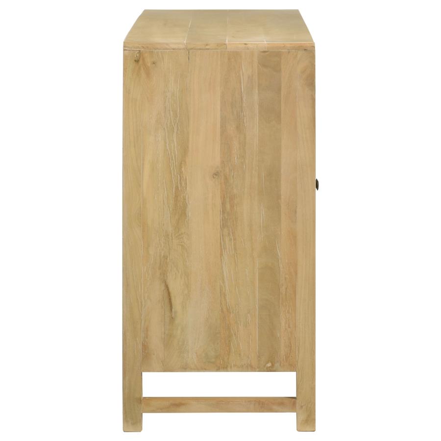 Home & Sleep Outlet - Zamora 3-door Wood Accent Cabinet with Woven Cane Natural