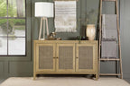 Home & Sleep Outlet - Zamora 3-door Wood Accent Cabinet with Woven Cane Natural