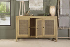 Home & Sleep Outlet - Zamora 3-door Wood Accent Cabinet with Woven Cane Natural