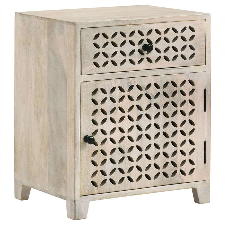 Home & Sleep Outlet - August 1-drawer Trellis Pattern Storage Cabinet White Washed