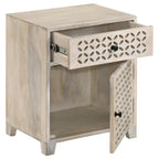 Home & Sleep Outlet - August 1-drawer Trellis Pattern Storage Cabinet White Washed