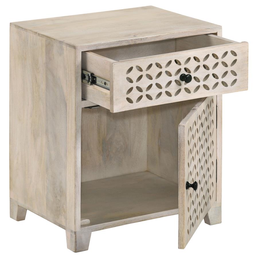 Home & Sleep Outlet - August 1-drawer Trellis Pattern Storage Cabinet White Washed