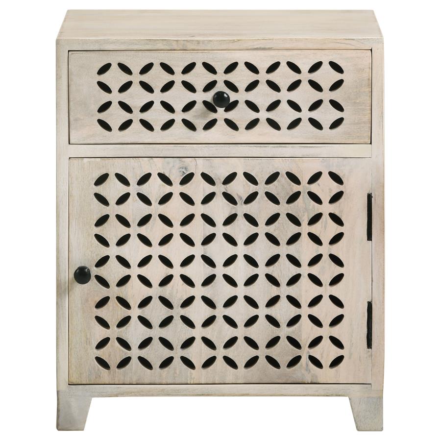 Home & Sleep Outlet - August 1-drawer Trellis Pattern Storage Cabinet White Washed