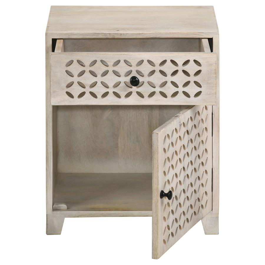 Home & Sleep Outlet - August 1-drawer Trellis Pattern Storage Cabinet White Washed