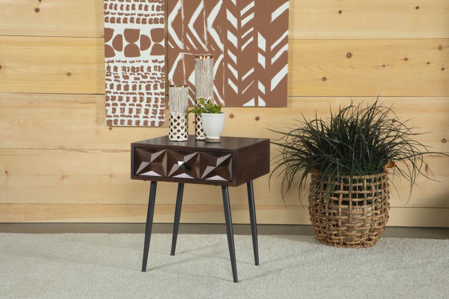 Home & Sleep Outlet - Ezra 1-drawer Rectangular Accent Side Table Coffee Brown