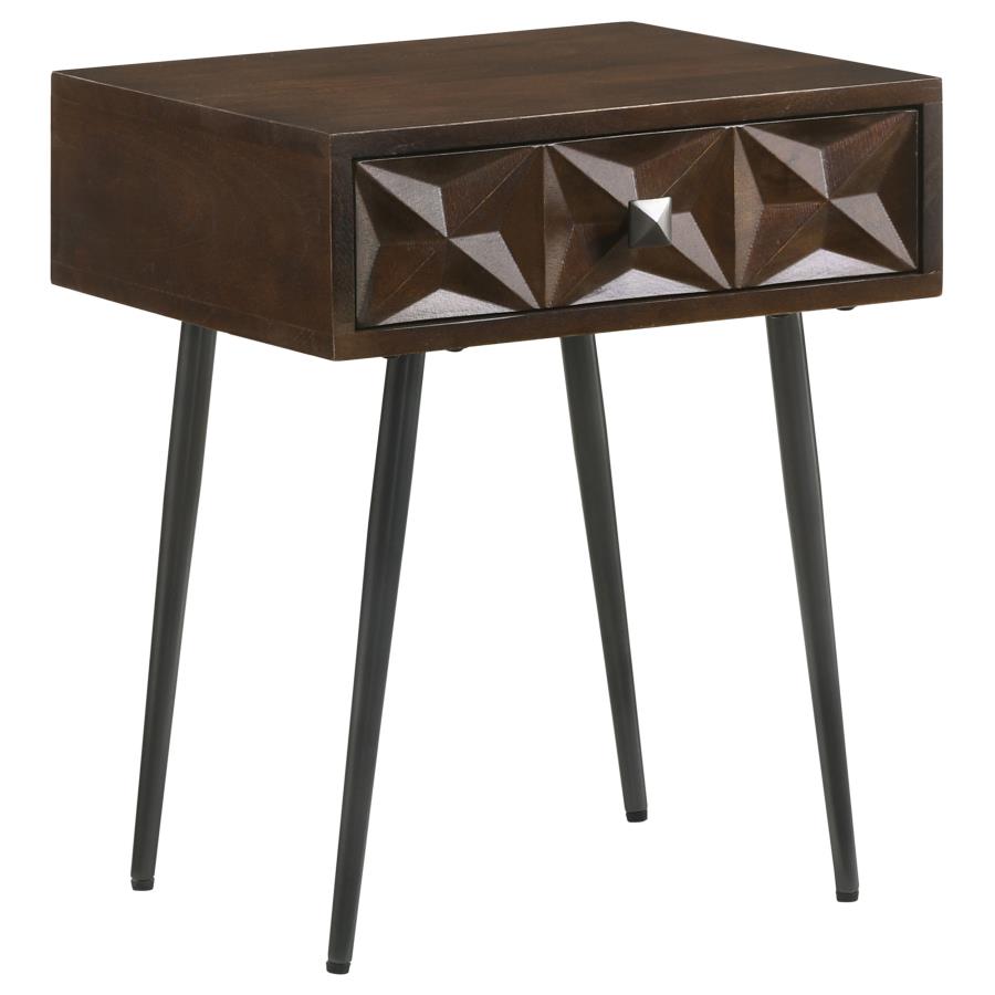 Home & Sleep Outlet - Ezra 1-drawer Rectangular Accent Side Table Coffee Brown