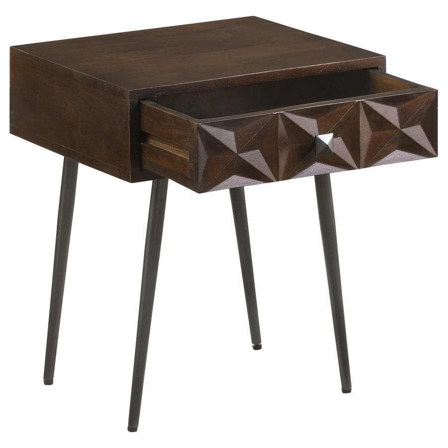 Home & Sleep Outlet - Ezra 1-drawer Rectangular Accent Side Table Coffee Brown