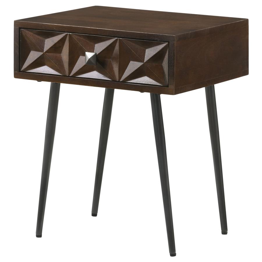 Home & Sleep Outlet - Ezra 1-drawer Rectangular Accent Side Table Coffee Brown