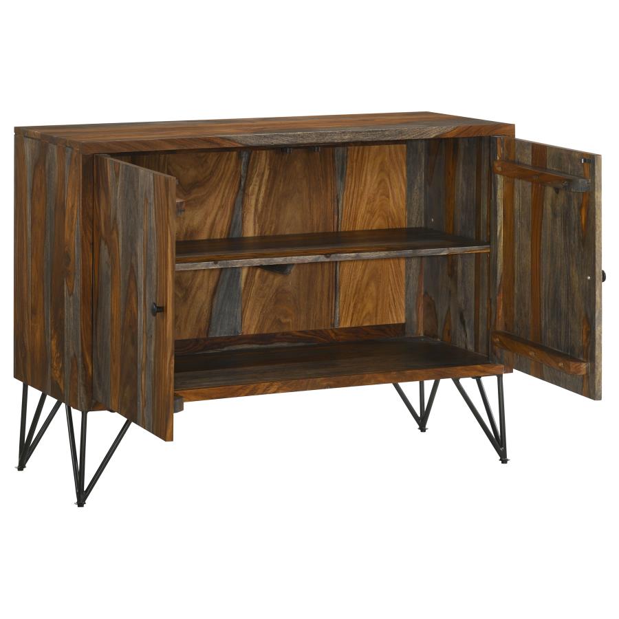 Home & Sleep Outlet - Macon 2-door Sheesham Wood Storage Accent Cabinet Grey