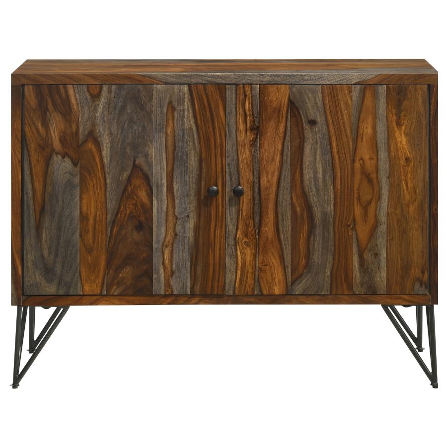 Home & Sleep Outlet - Macon 2-door Sheesham Wood Storage Accent Cabinet Grey