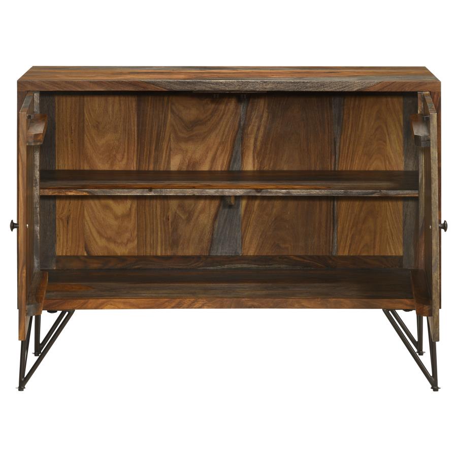 Home & Sleep Outlet - Macon 2-door Sheesham Wood Storage Accent Cabinet Grey