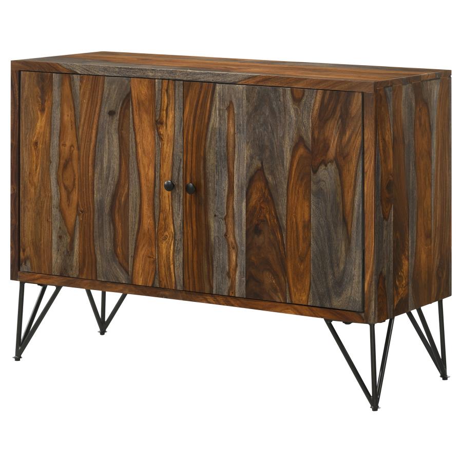 Home & Sleep Outlet - Macon 2-door Sheesham Wood Storage Accent Cabinet Grey