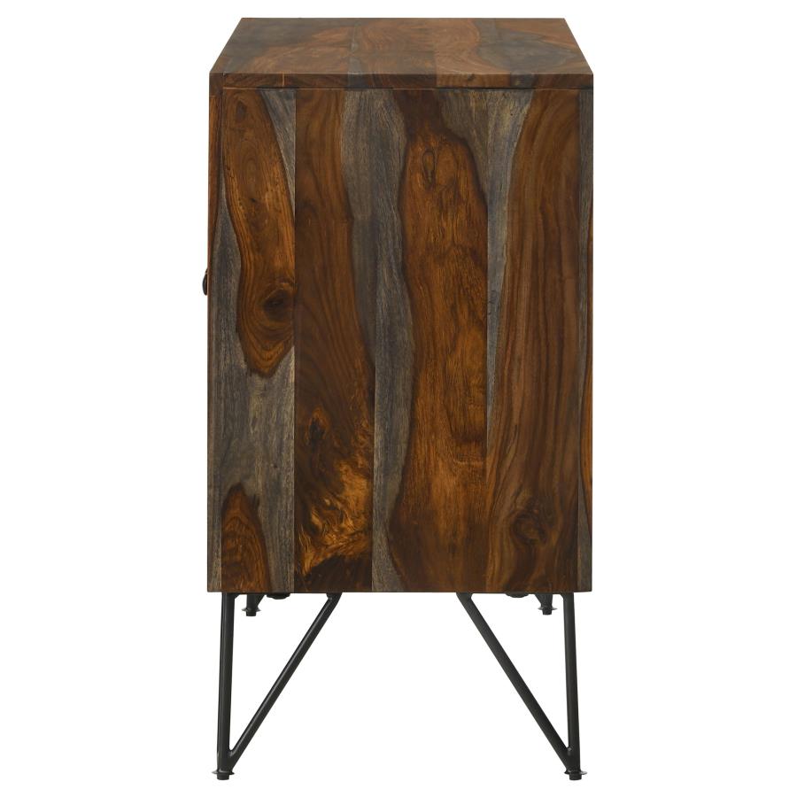 Home & Sleep Outlet - Macon 2-door Sheesham Wood Storage Accent Cabinet Grey