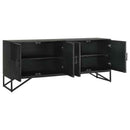 Riddell 4-door Wood Reeding Accent Cabinet Matte Black