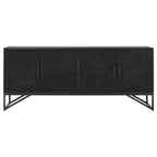 Riddell 4-door Wood Reeding Accent Cabinet Matte Black
