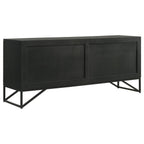 Riddell 4-door Wood Reeding Accent Cabinet Matte Black