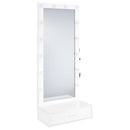 Spector 1-drawer Lighted Full-Length Floor Mirror White High Gloss