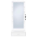 Spector 1-drawer Lighted Full-Length Floor Mirror White High Gloss