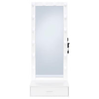 Spector 1-drawer Lighted Full-Length Floor Mirror White High Gloss