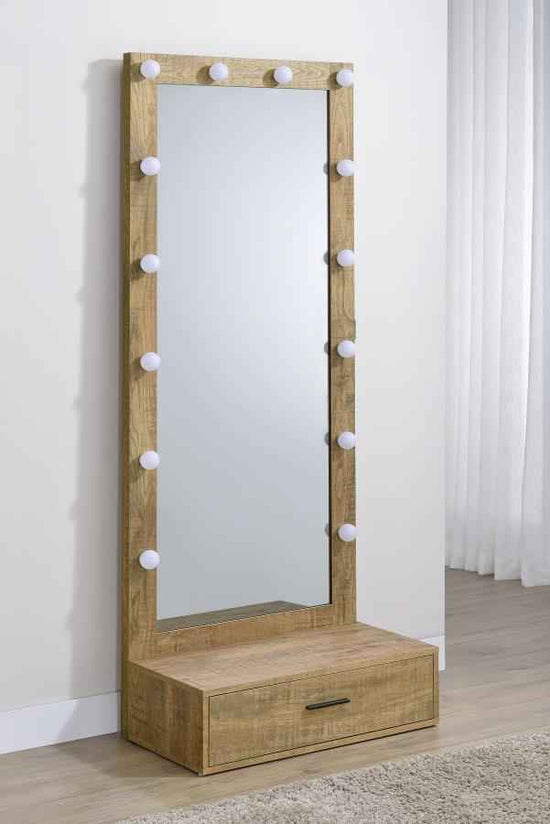 Spector 1-drawer Lighted Full-Length Floor Mirror Mango