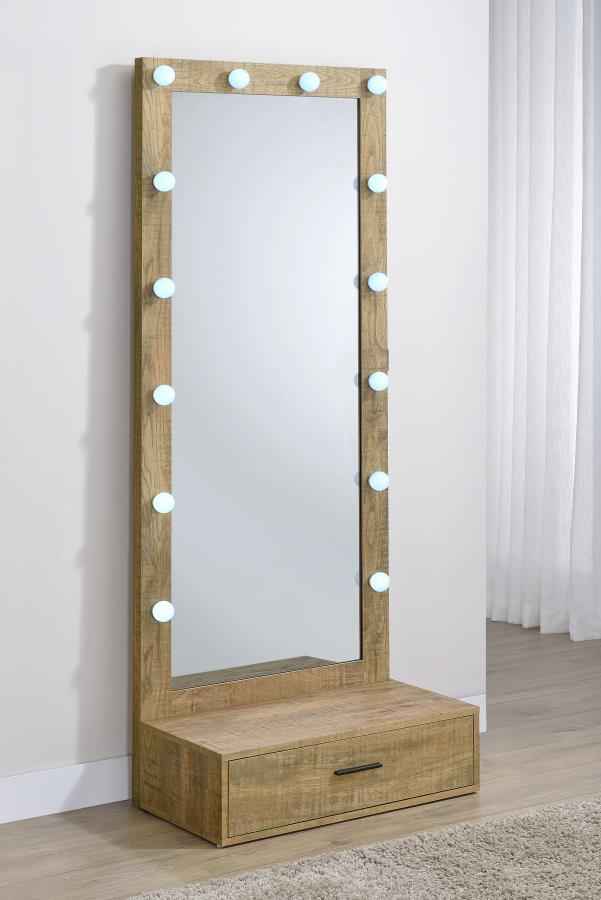 Spector 1-drawer Lighted Full-Length Floor Mirror Mango