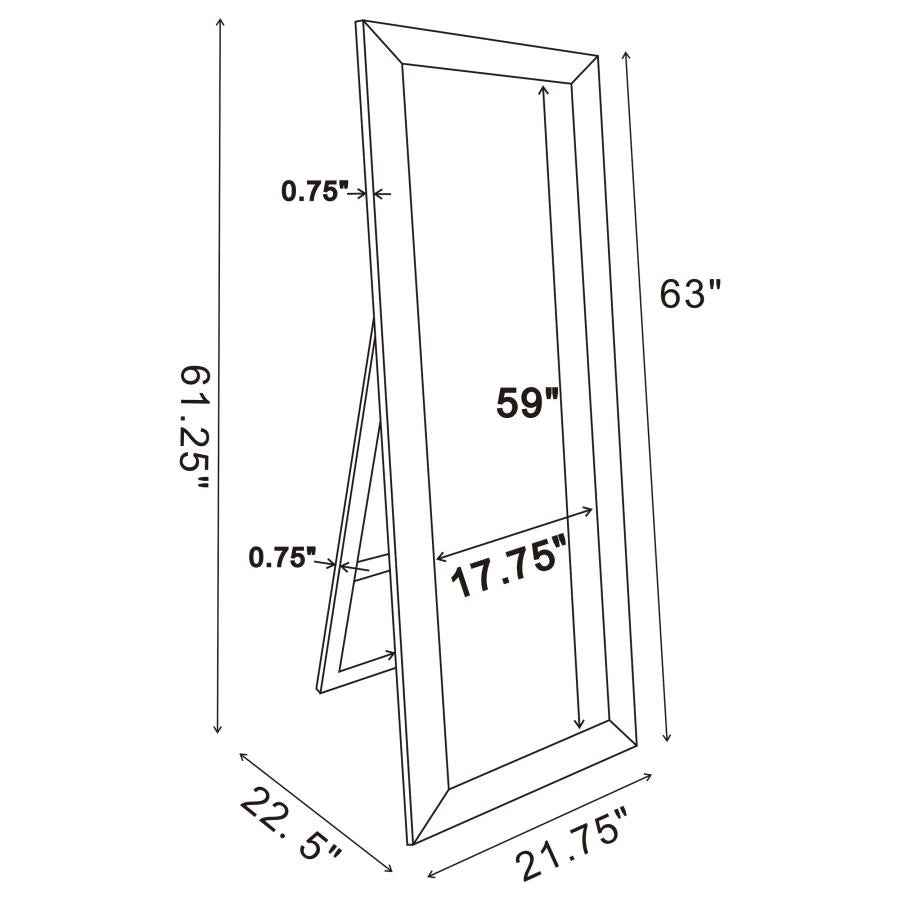 Soline 22 x 61 Inch Framed Standing Floor Mirror Silver
