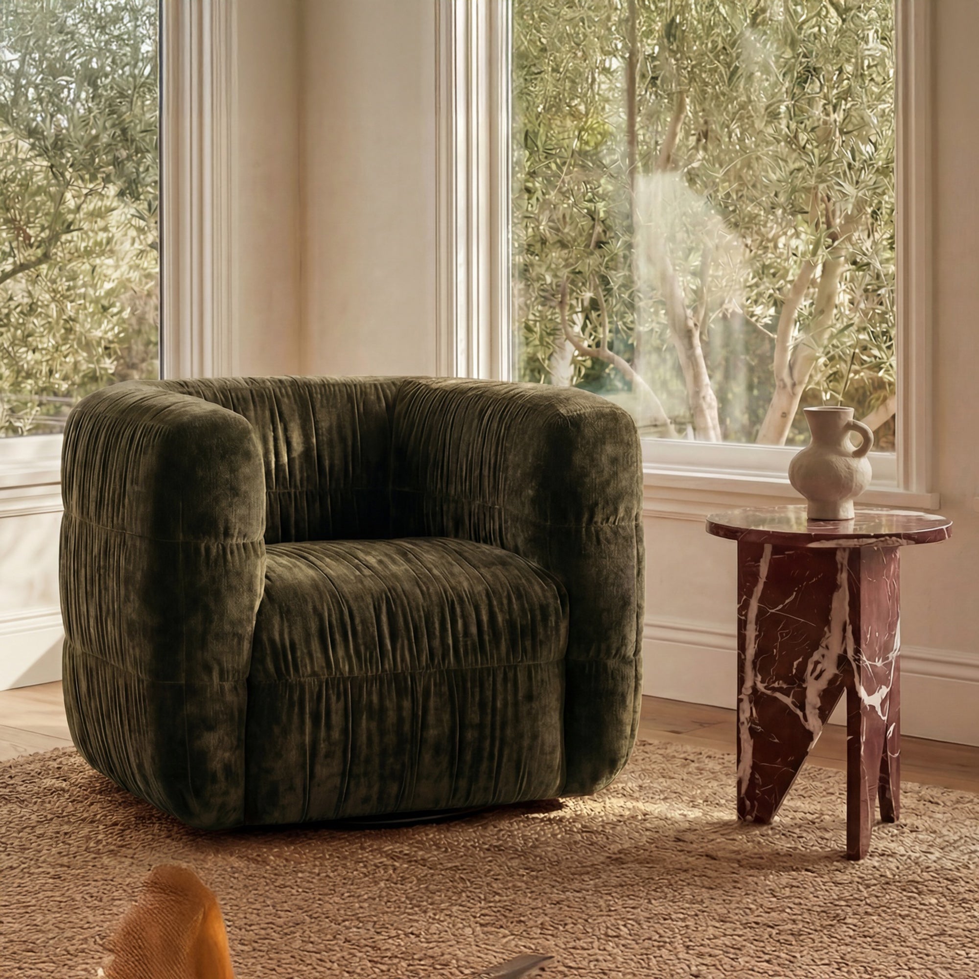 Robson Swivel Chair Dark Green